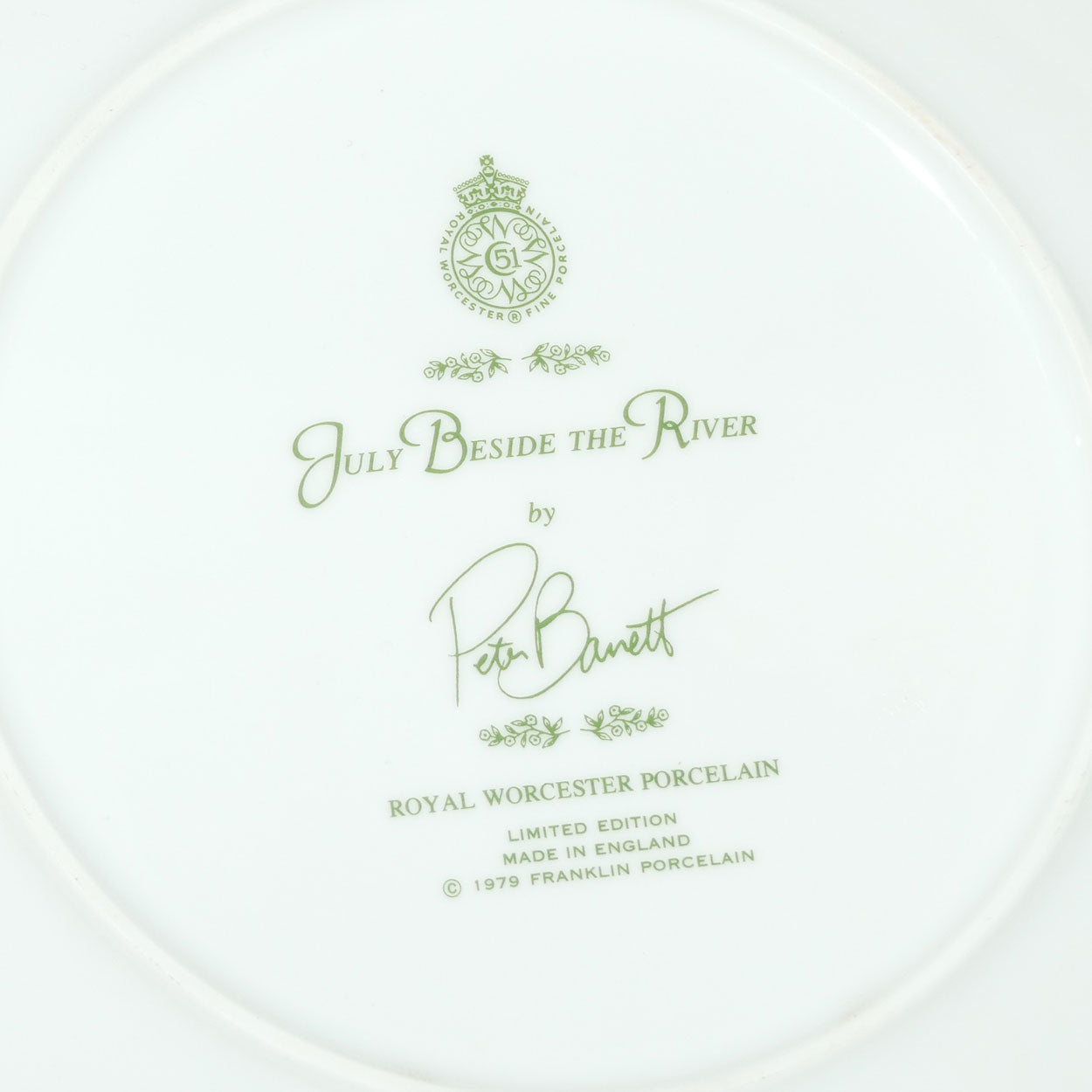Royal Worcester for Franklin Porcelain | Peter Barnett | Months series | plate #7 | July Beside the River