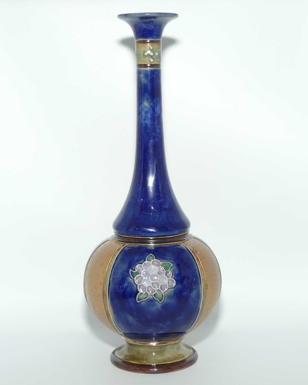 Royal Doulton Lambeth Blue glaze Floral pattern vertical band vase | 8332