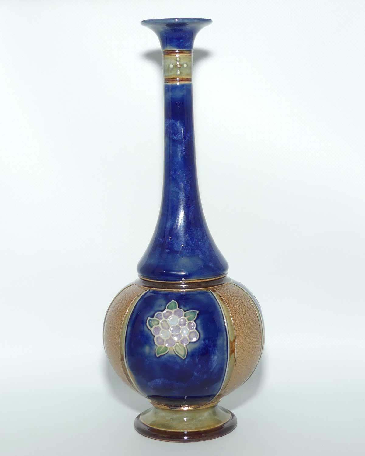 Royal Doulton Lambeth Blue glaze Floral pattern vertical band vase | 8332