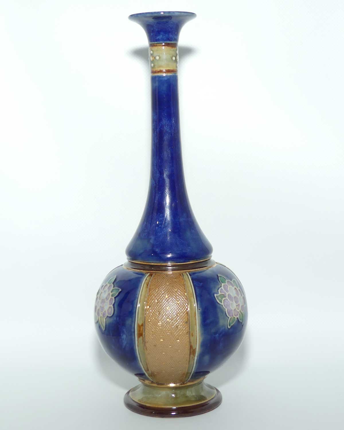 Royal Doulton Lambeth Blue glaze Floral pattern vertical band vase | 8332