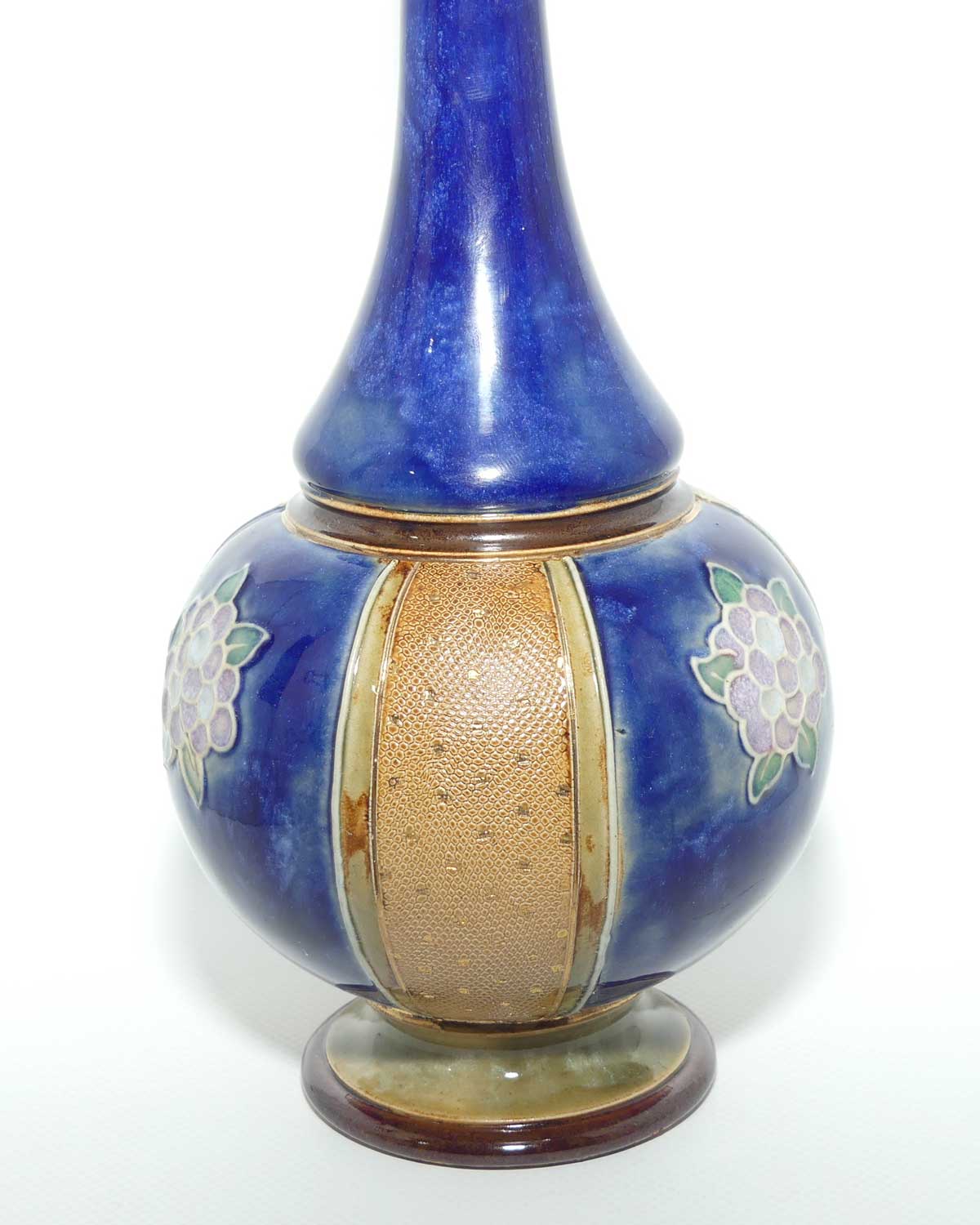 Royal Doulton Lambeth Blue glaze Floral pattern vertical band vase | 8332