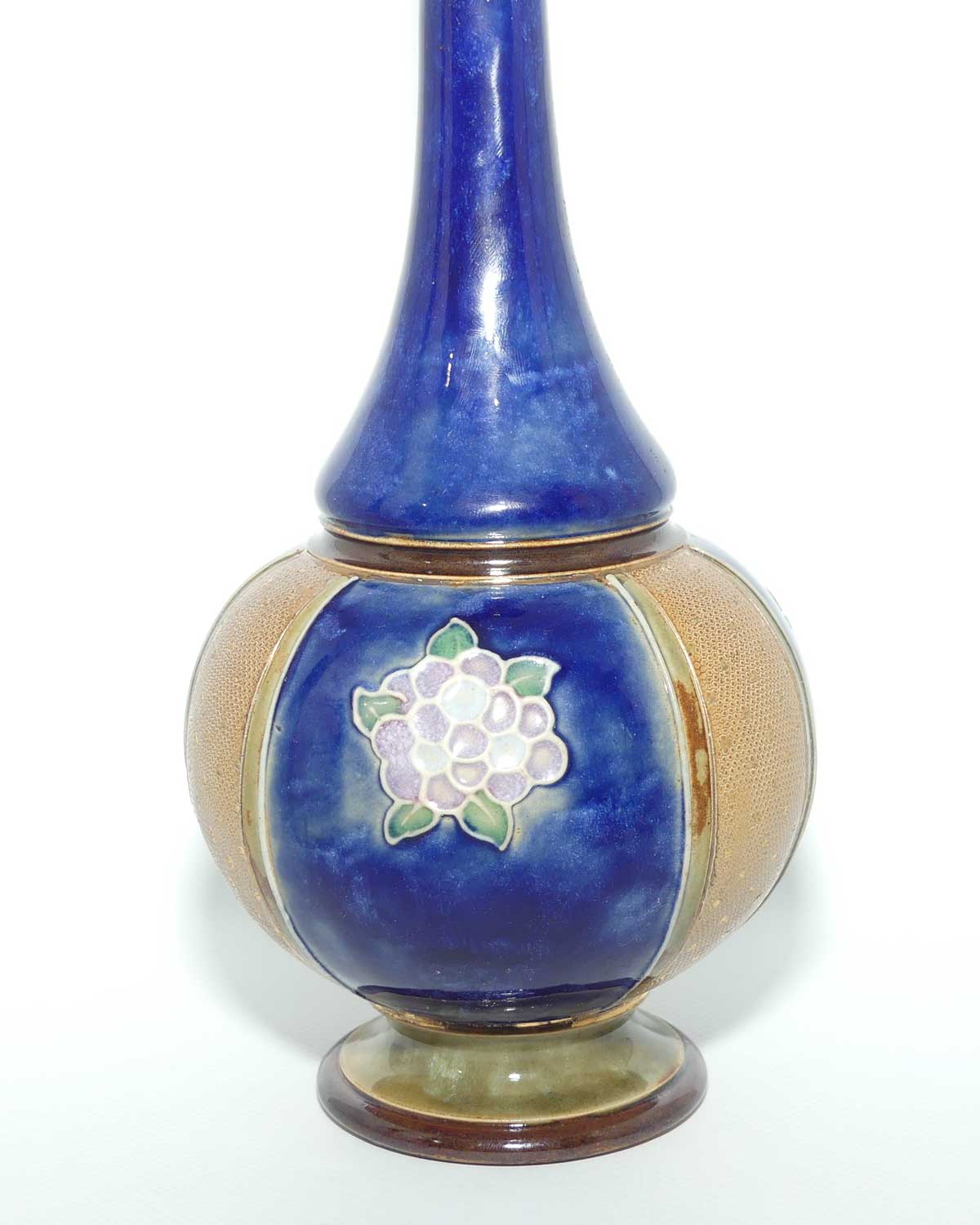 Royal Doulton Lambeth Blue glaze Floral pattern vertical band vase | 8332