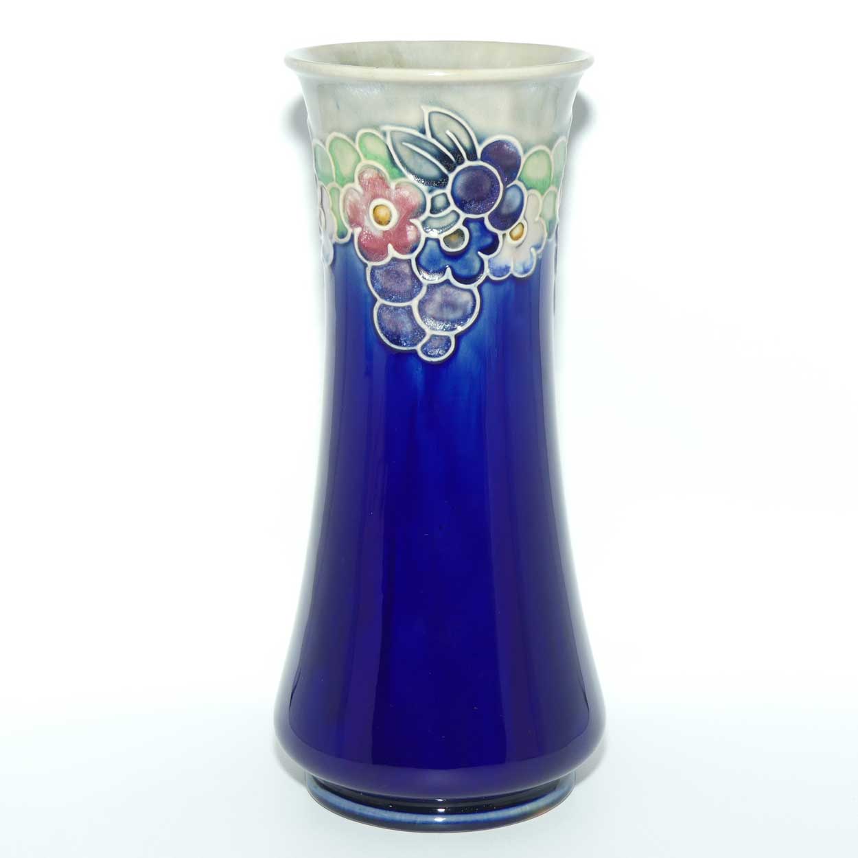 Royal Doulton Lambeth Blue glaze vase with applied floral decor | 8743 | Lily Partington