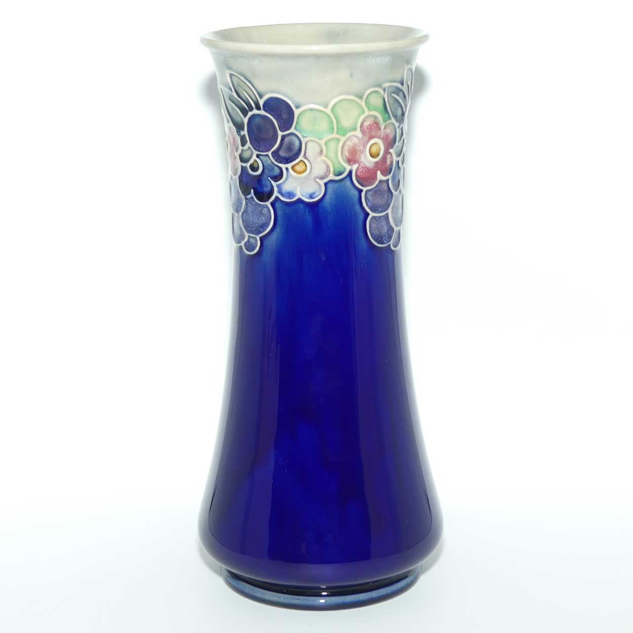 Royal Doulton Lambeth Blue glaze vase with applied floral decor | 8743 | Lily Partington