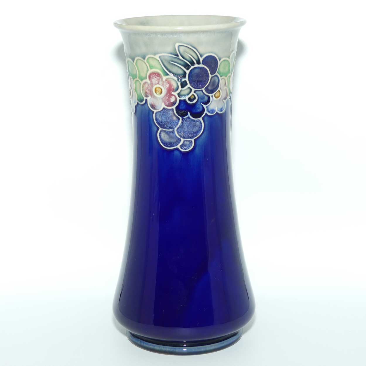 Royal Doulton Lambeth Blue glaze vase with applied floral decor | 8743 | Lily Partington