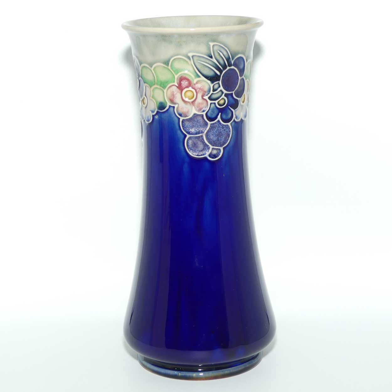 Royal Doulton Lambeth Blue glaze vase with applied floral decor | 8743 | Lily Partington