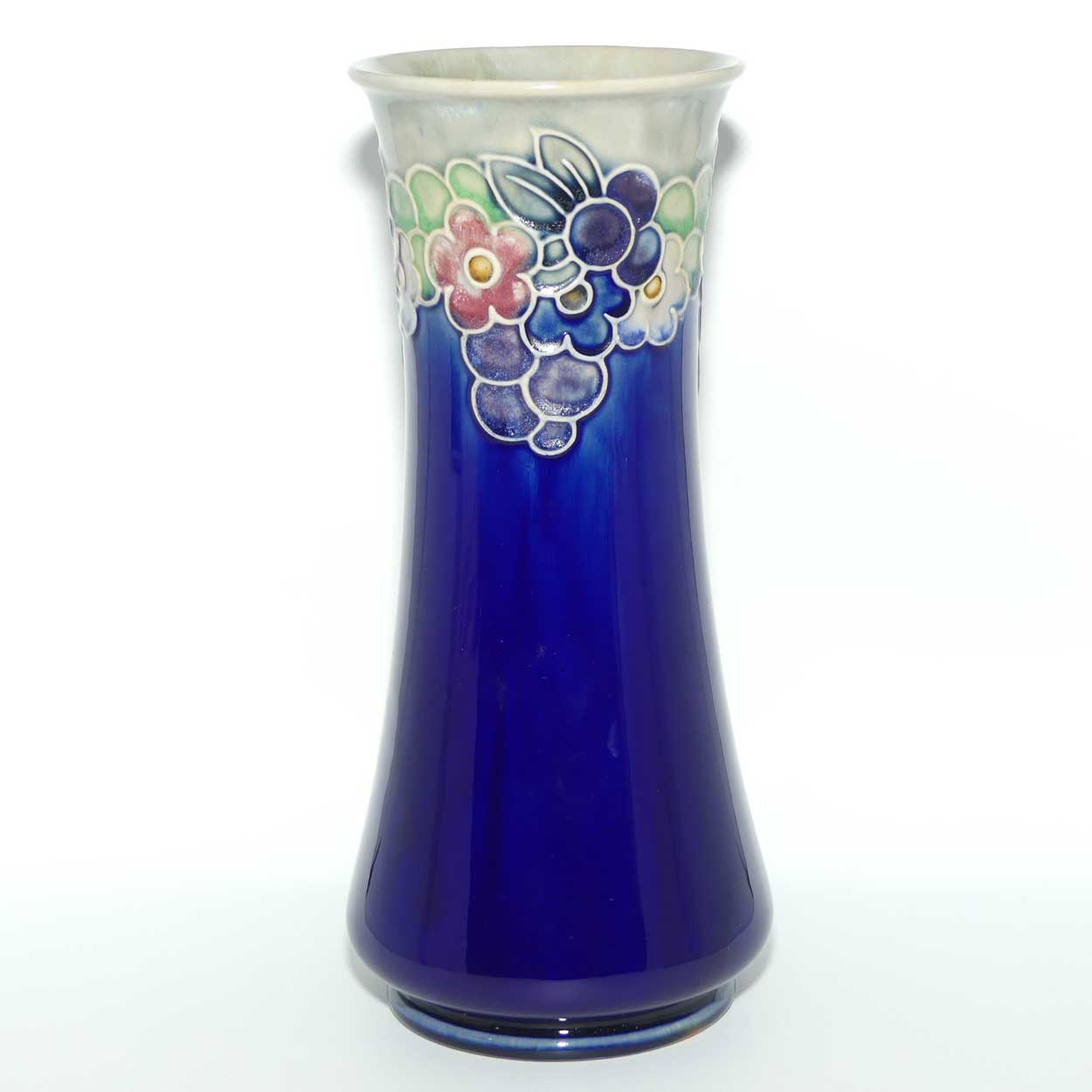 Royal Doulton Lambeth Blue glaze vase with applied floral decor | 8743 | Lily Partington