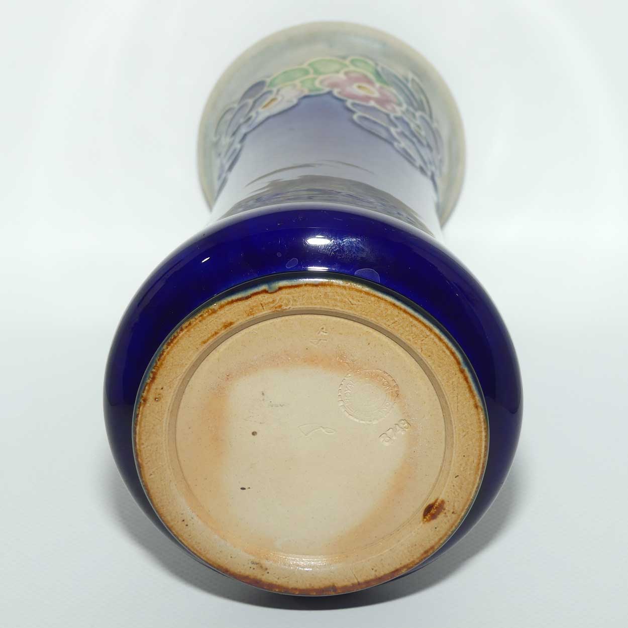 Royal Doulton Lambeth Blue glaze vase with applied floral decor | 8743 | Lily Partington