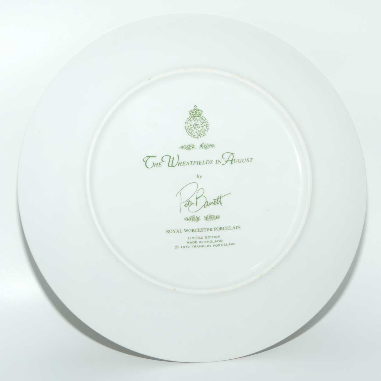 Royal Worcester for Franklin Porcelain | Peter Barnett | Months series | plate #8 | The Wheatfields in August