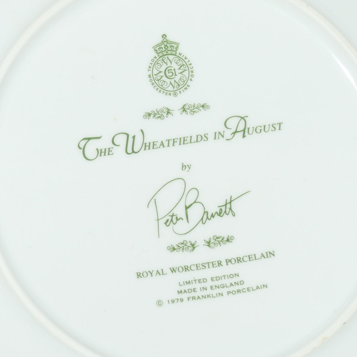 Royal Worcester for Franklin Porcelain | Peter Barnett | Months series | plate #8 | The Wheatfields in August