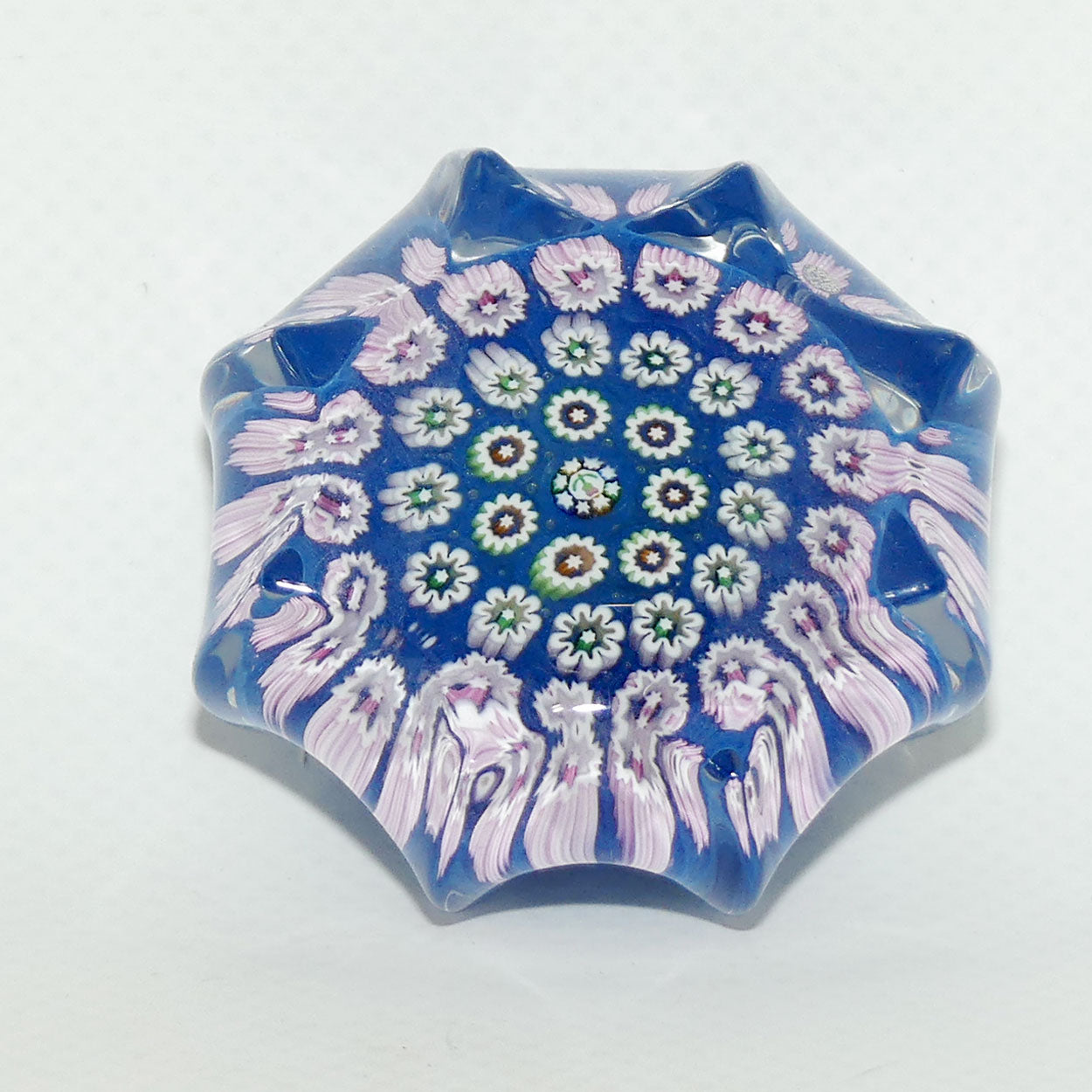 John Deacons Scotland Millefiori Concentric miniature paperweight | Star | Lapis Lazuli