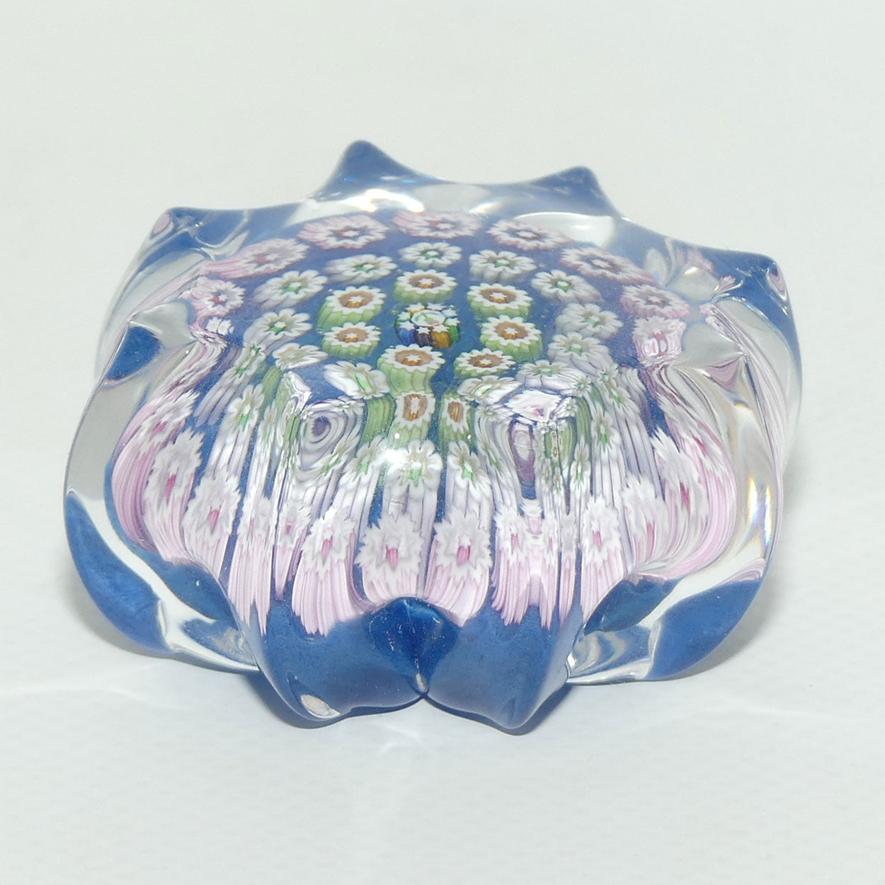 John Deacons Scotland Millefiori Concentric miniature paperweight | Star | Lapis Lazuli