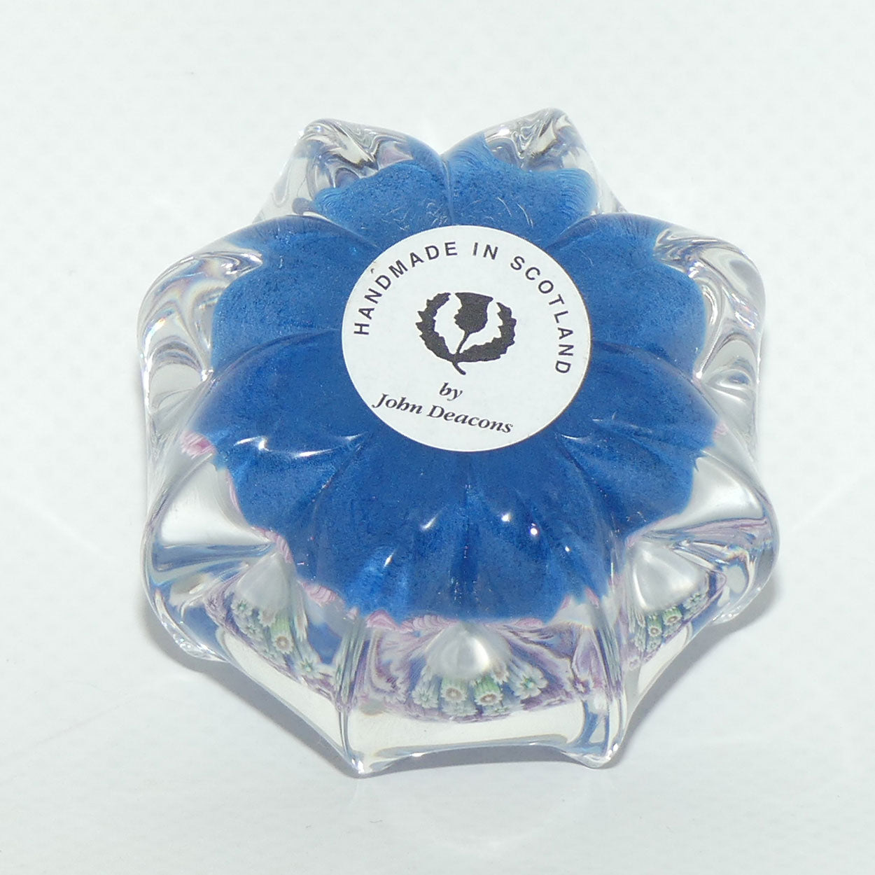 John Deacons Scotland Millefiori Concentric miniature paperweight | Star | Lapis Lazuli
