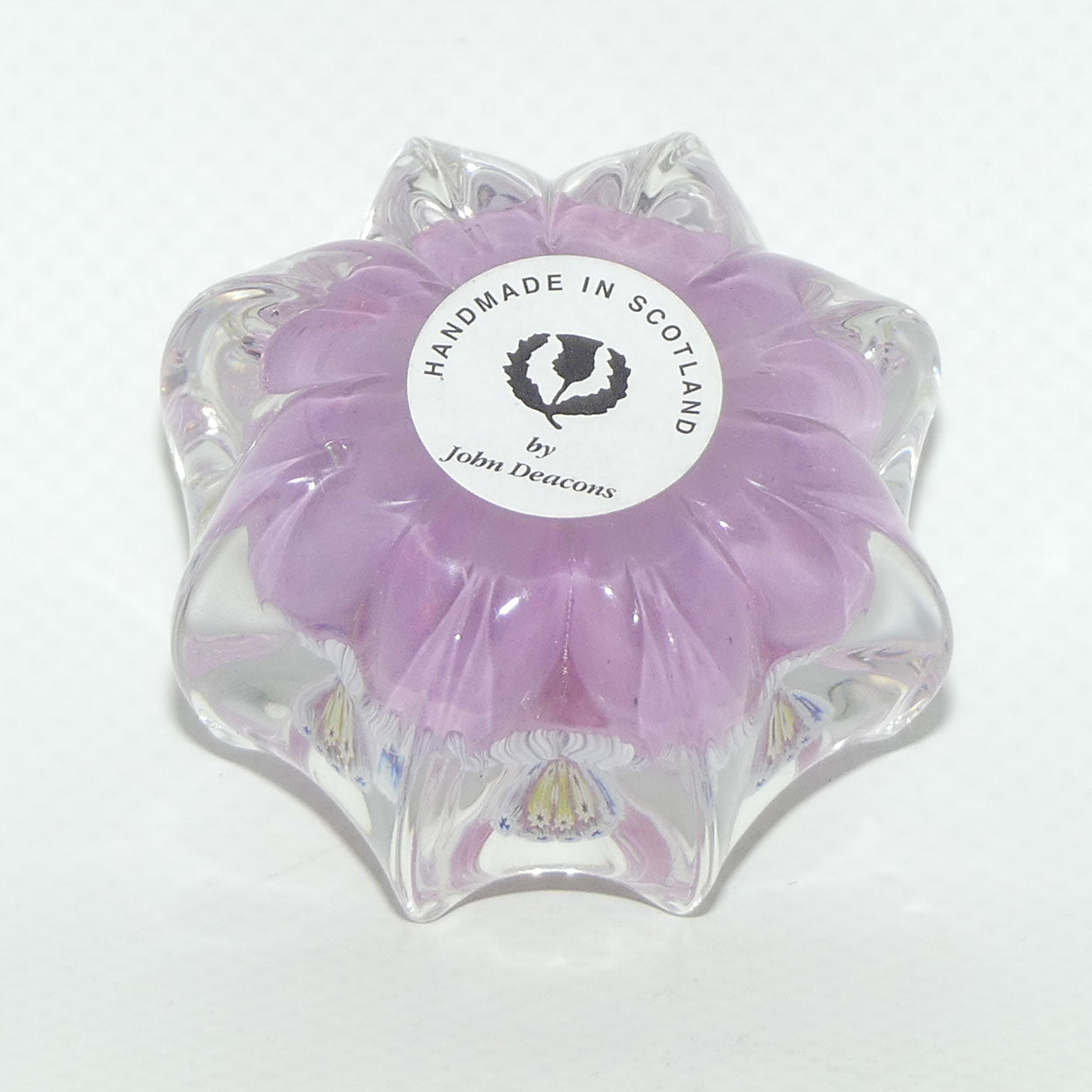 John Deacons Scotland Millefiori Concentric miniature paperweight | Star | Mauve
