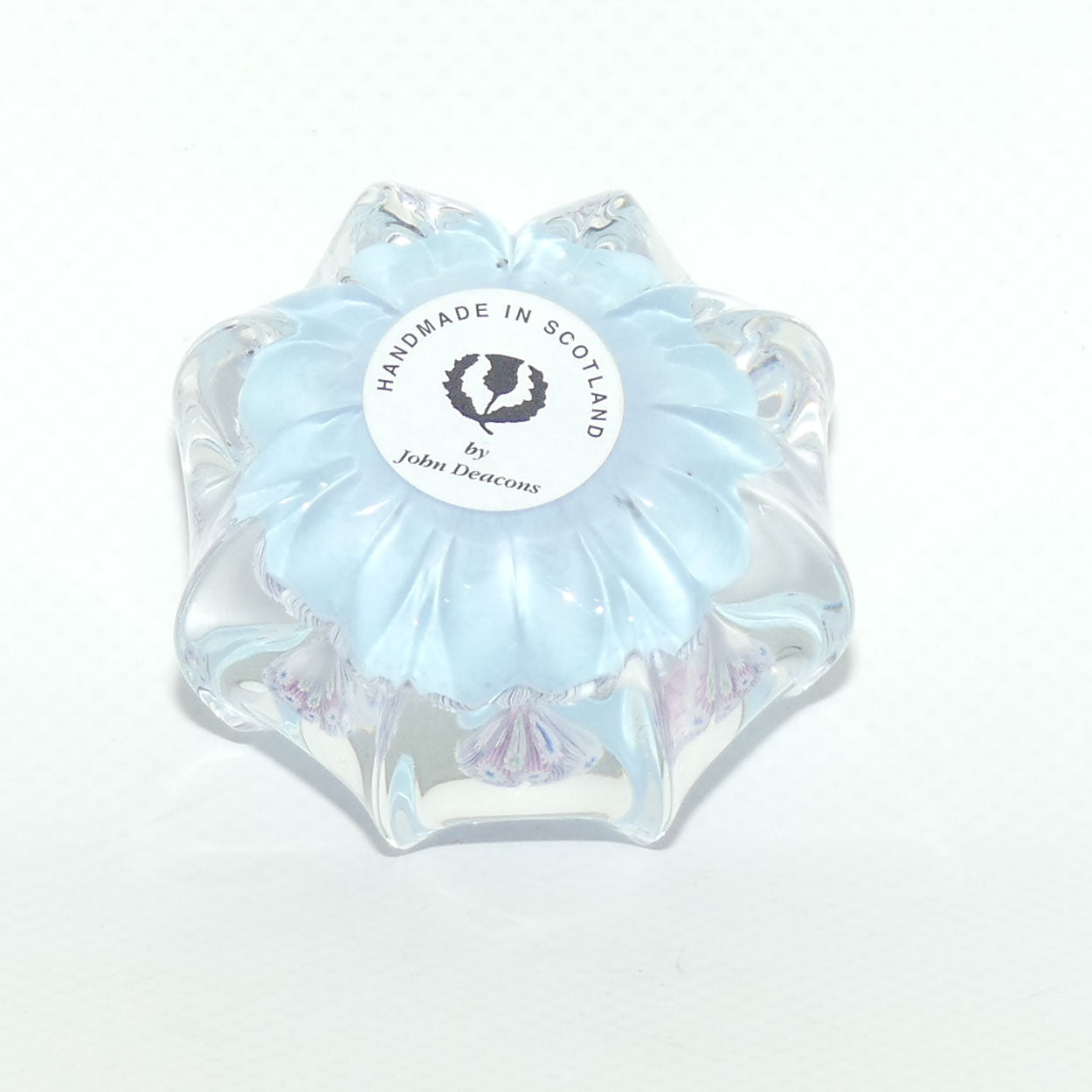 John Deacons Scotland Millefiori Concentric miniature paperweight | Star | Powder Blue