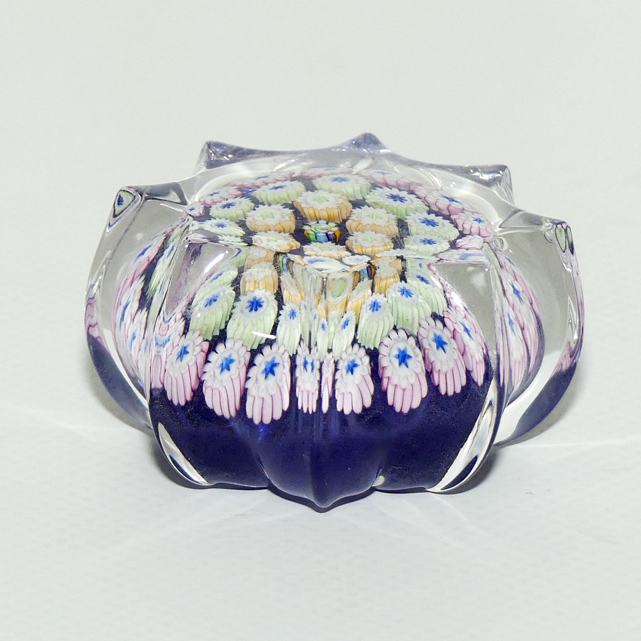 John Deacons Scotland Millefiori Concentric miniature paperweight | Star | Purple