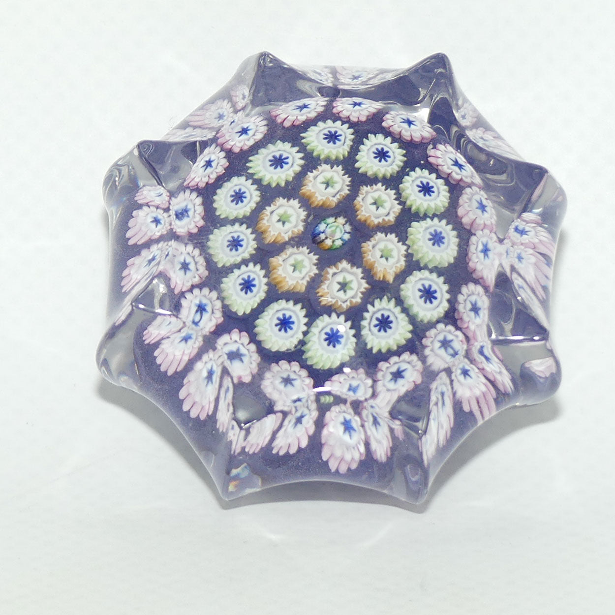 John Deacons Scotland Millefiori Concentric miniature paperweight | Star | Purple
