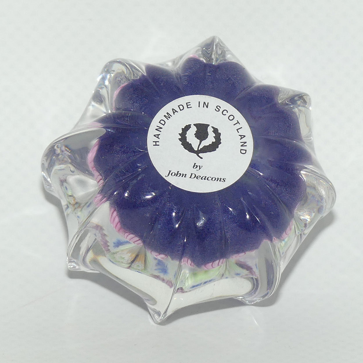 John Deacons Scotland Millefiori Concentric miniature paperweight | Star | Purple