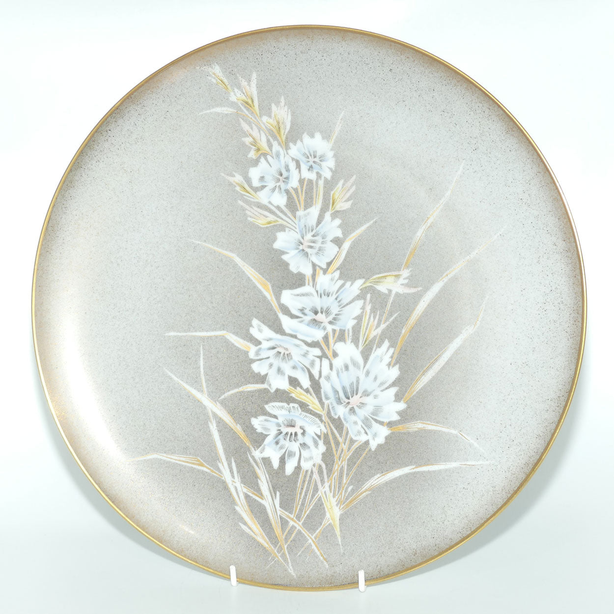 Hutschenreuther large floral cake plate | Floral decor with Grey ground | 34cms diam