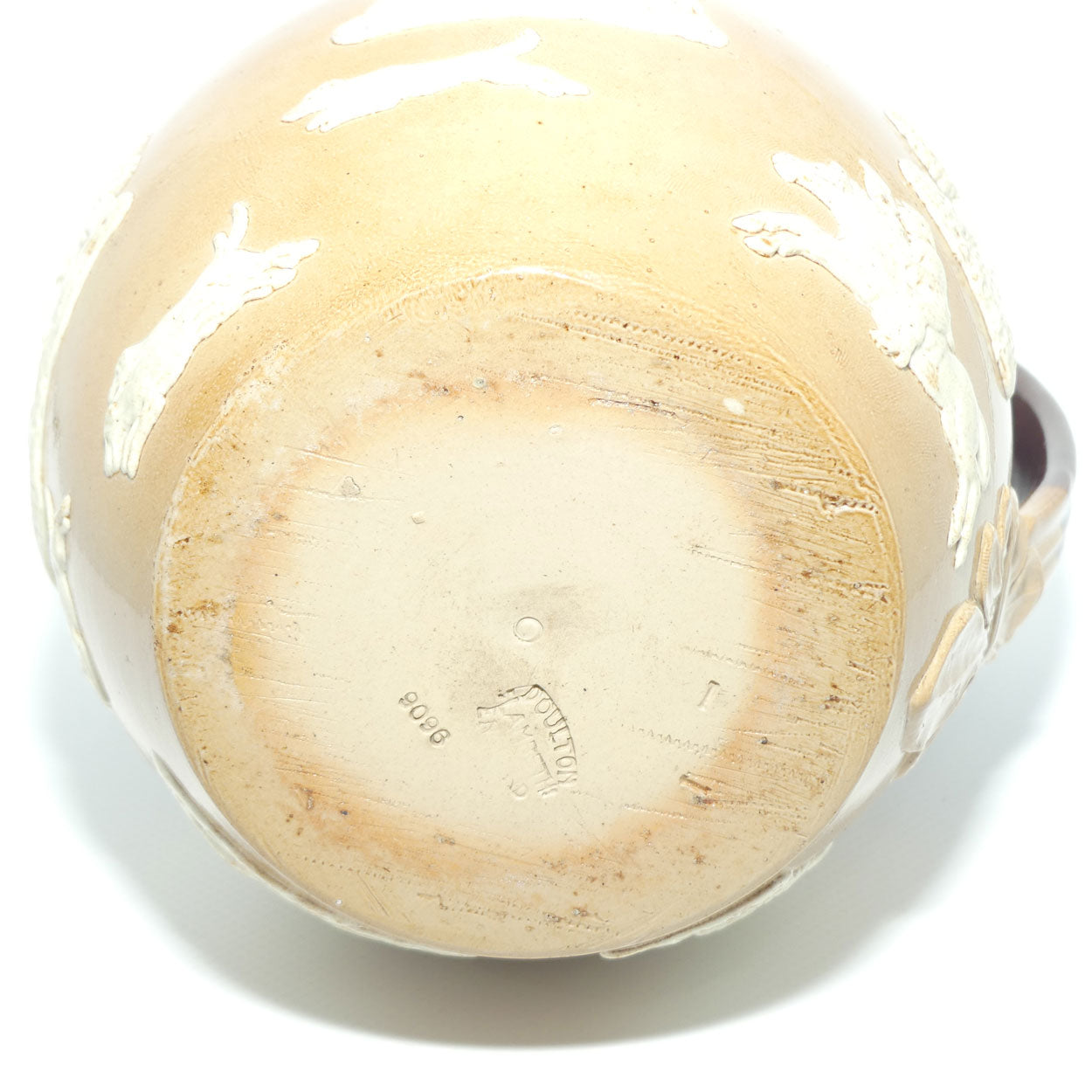 Doulton Lambeth Harvest Hunting jug | Shape 9606 | Sterling Silver rim | Birmingham 1899