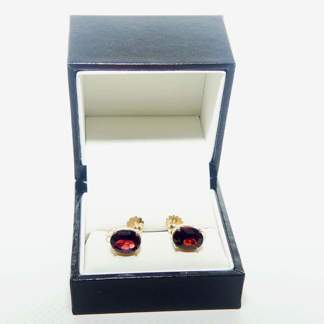 9ct Yellow Gold Almandine Garnet earrings | screw on | Valued $3400