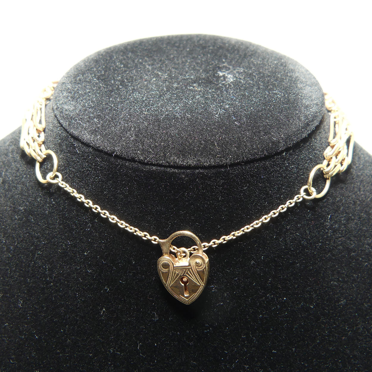 9ct Yellow Gold Gatelink bracelet with Heart Padlock and safety chain  | 16.37g | Valued $5100