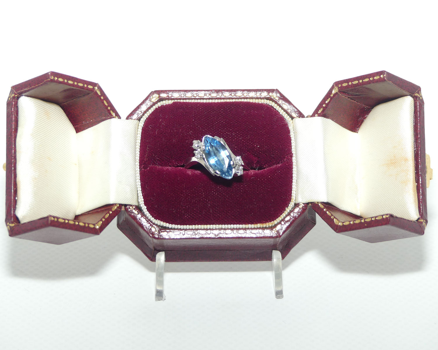 9ct White Gold 2.2ct Aquamarine and 4 Diamond Ring | Valued $8200