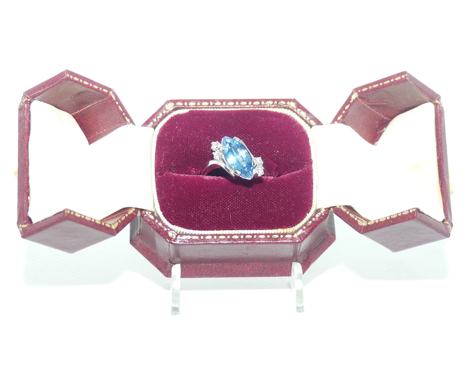 9ct White Gold 2.2ct Aquamarine and 4 Diamond Ring | Valued $8200