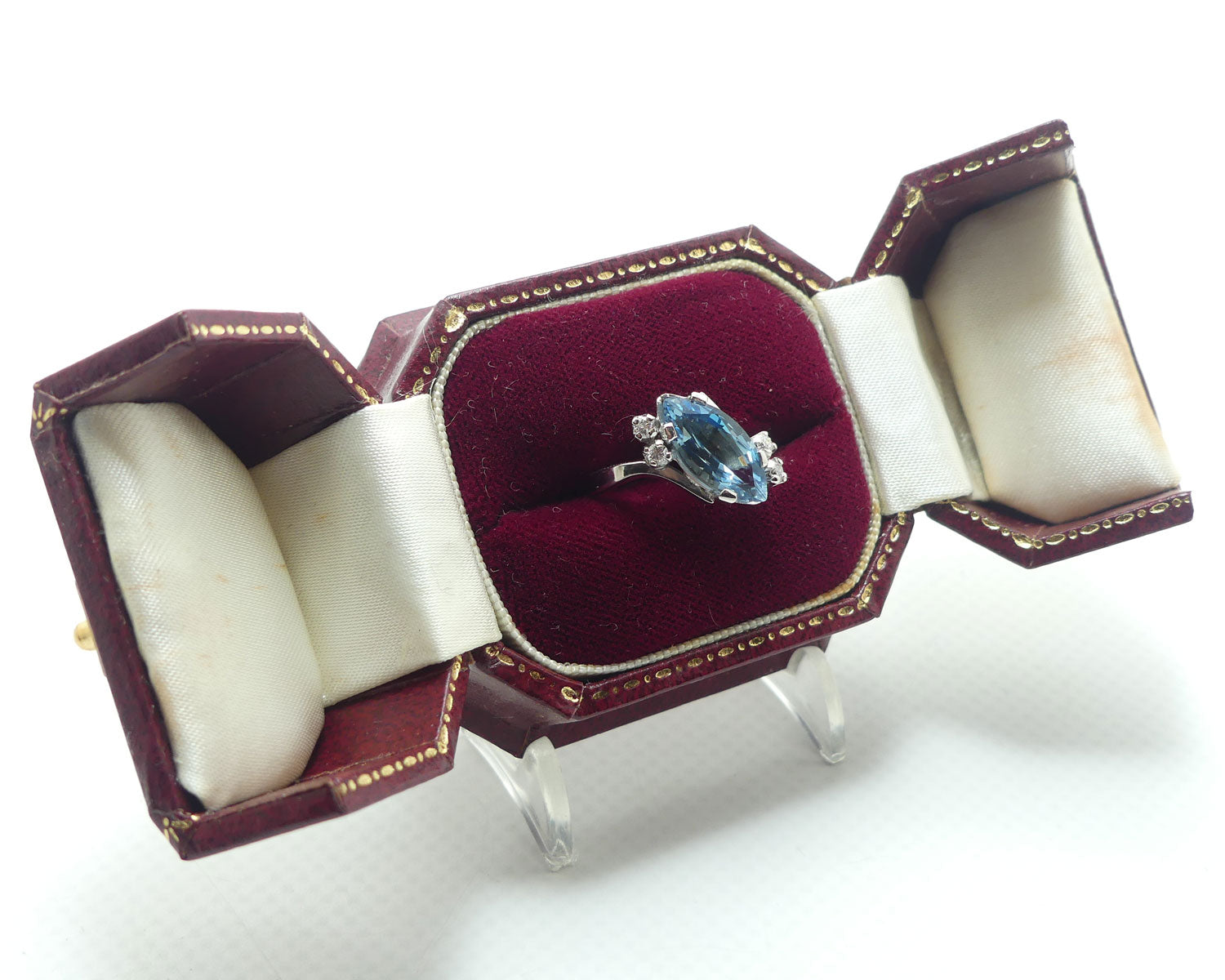9ct White Gold 2.2ct Aquamarine and 4 Diamond Ring | Valued $8200