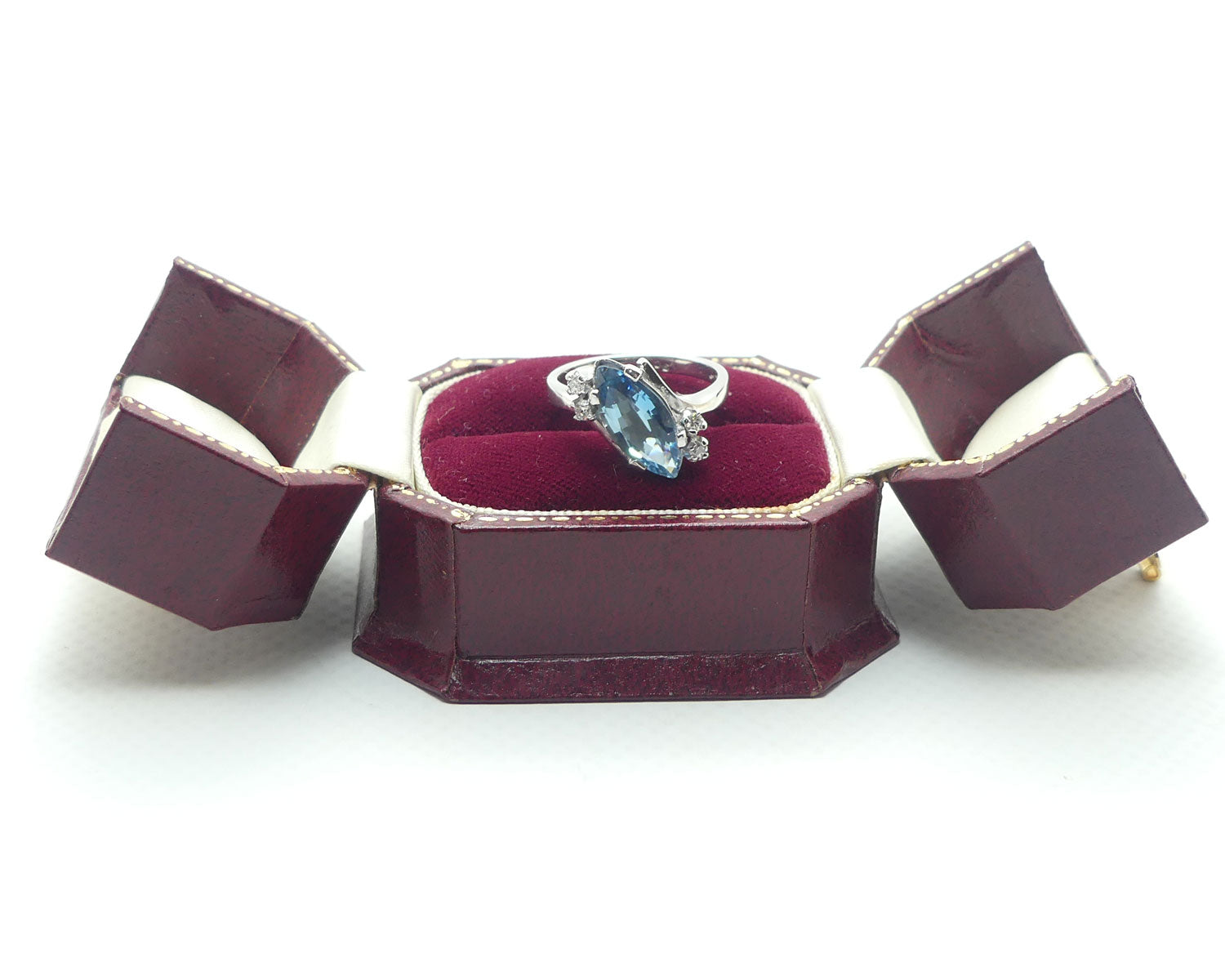 9ct White Gold 2.2ct Aquamarine and 4 Diamond Ring | Valued $8200