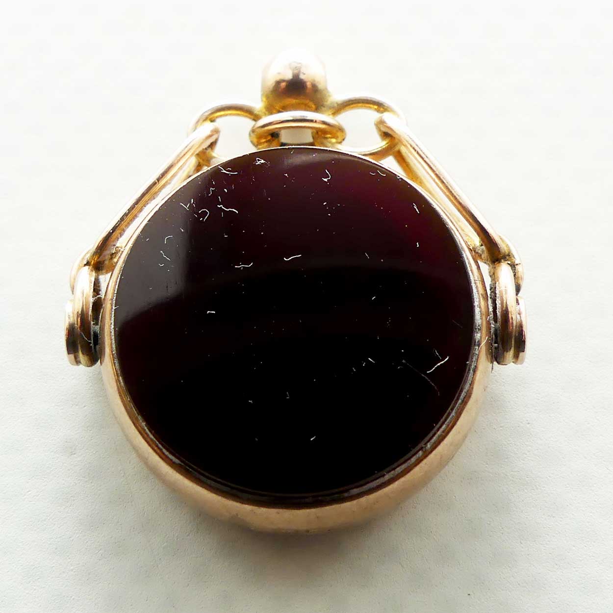 Victorian era 9ct Rose Gold Bloodstone spinner