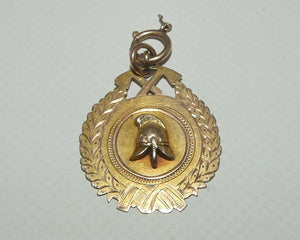 Estate 9ct Gold Fireman Shield fob | c. 1907 | 9.45 grams