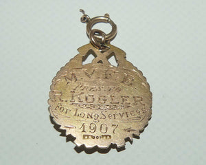 Estate 9ct Gold Fireman Shield fob | c. 1907 | 9.45 grams