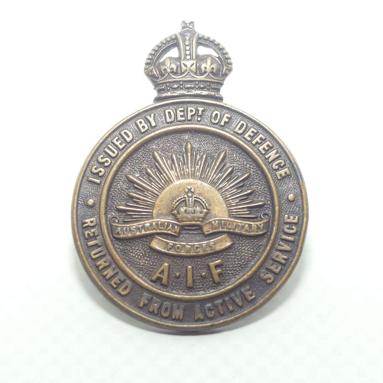 World War I Returned from Active Service AIF Issued by Department of Defence Badge | #187012
