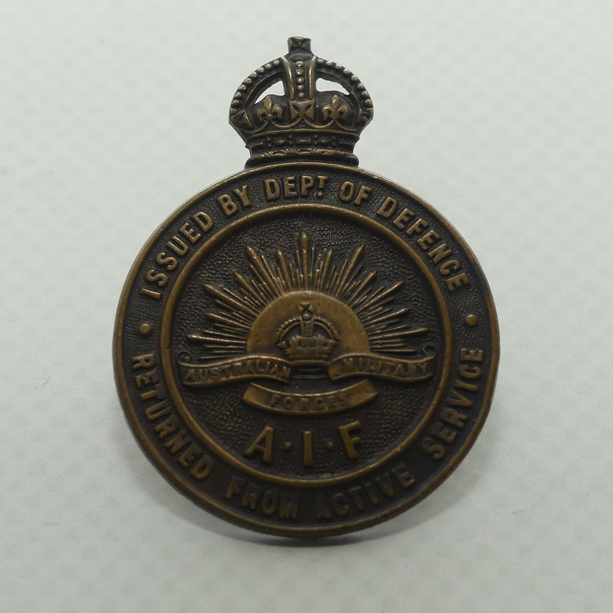 World War I Returned from Active Service AIF Issued by Department of Defence Badge | #187012