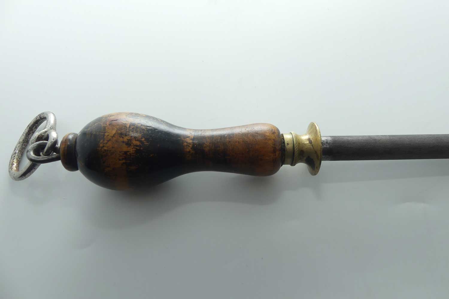 Antique Wooden Handle and Brass ferrule 38cm butchers steel | AJ GILMORE BIRMINGHAM