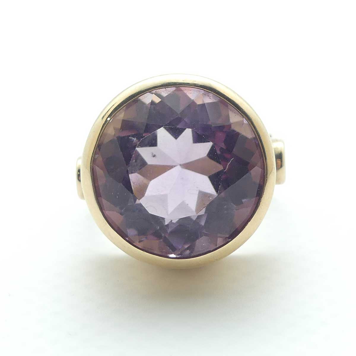 9ct Handmade Yellow Gold 16.4 ct wt Amethyst Dress ring