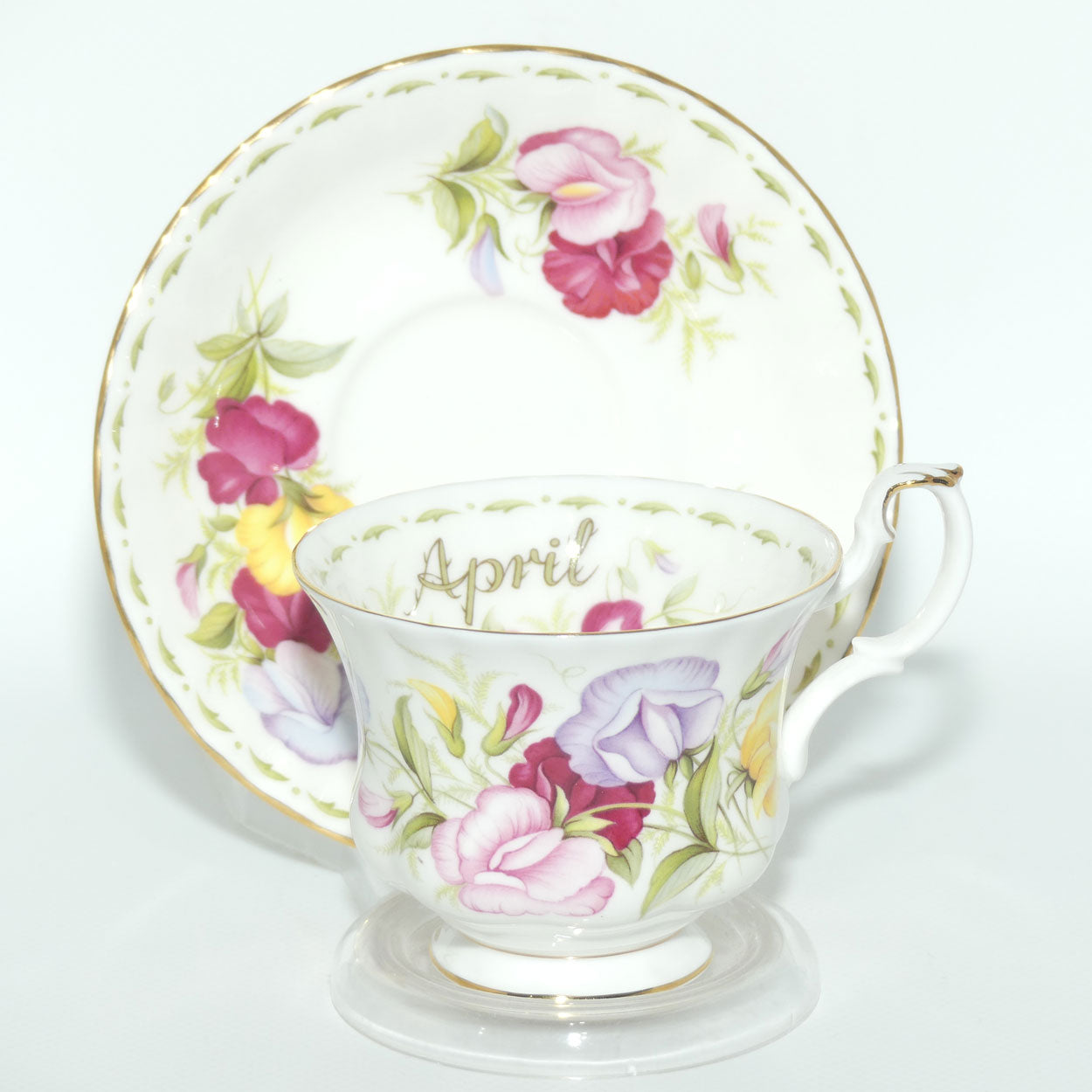 Royal Albert Bone China England | Flower of the Month series | April Sweet Pea duo
