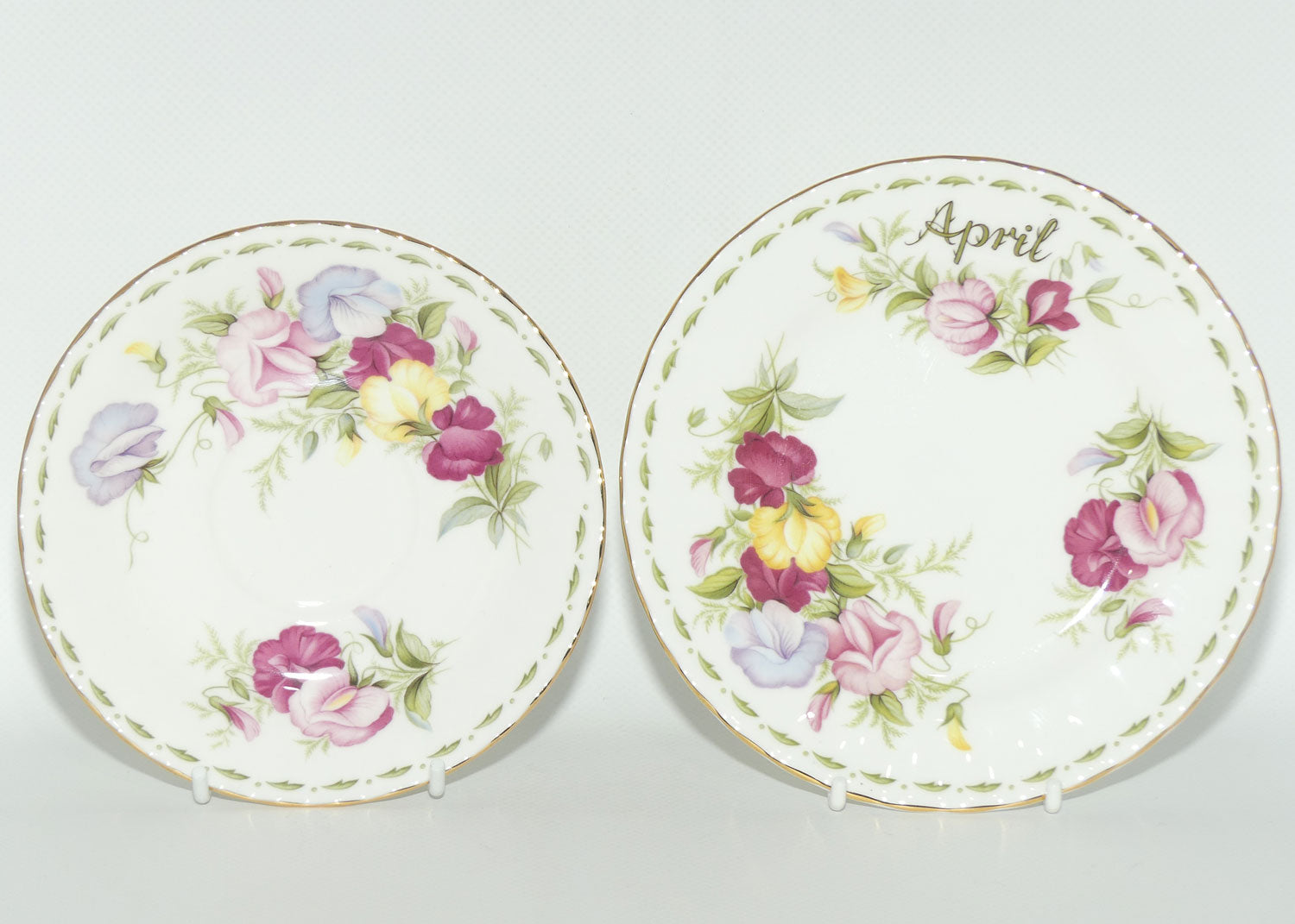 Royal Albert Bone China England | Flower of the Month series | April Sweet Pea trio