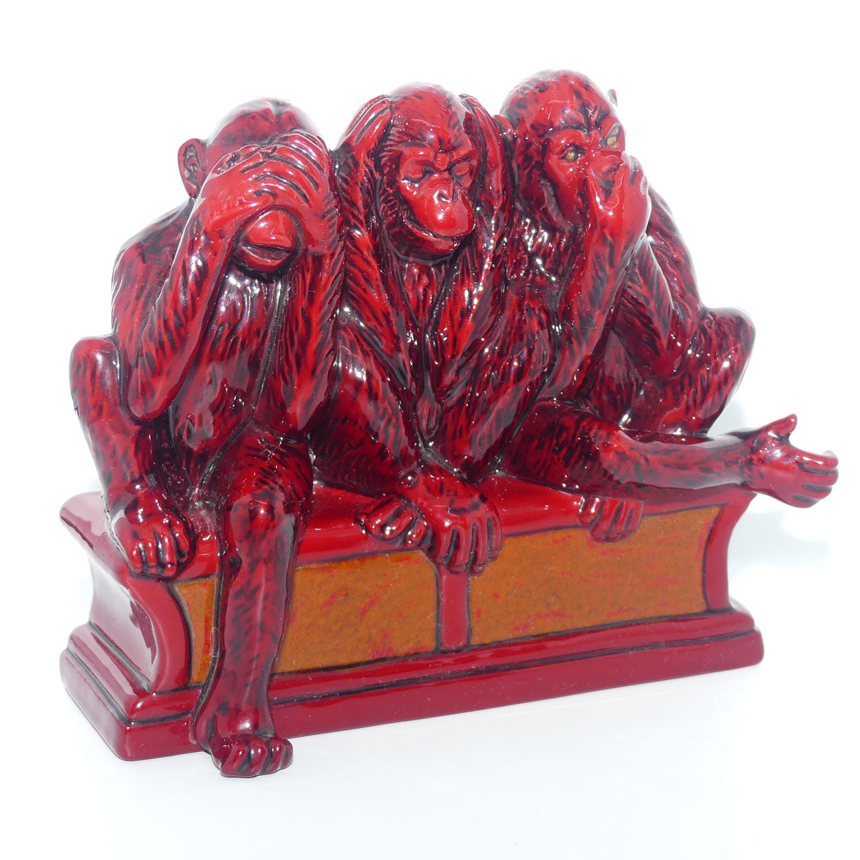 BA64 Royal Doulton Burslem Artwares Flambe Three Wise Monkeys