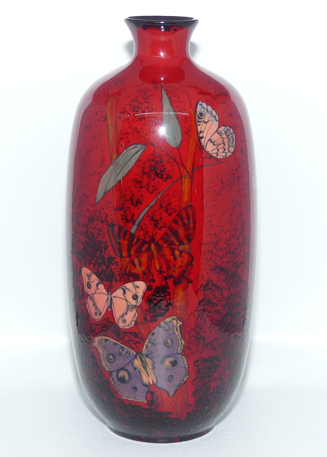 BA82 Royal Doulton Burslem Artwares Flambe | Guilin Butterfly vase | LE13/250