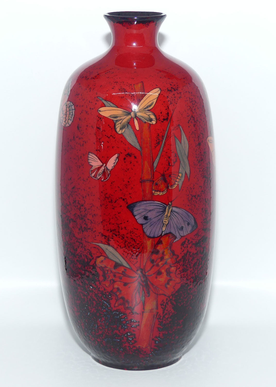 BA82 Royal Doulton Burslem Artwares Flambe | Guilin Butterfly vase | LE13/250
