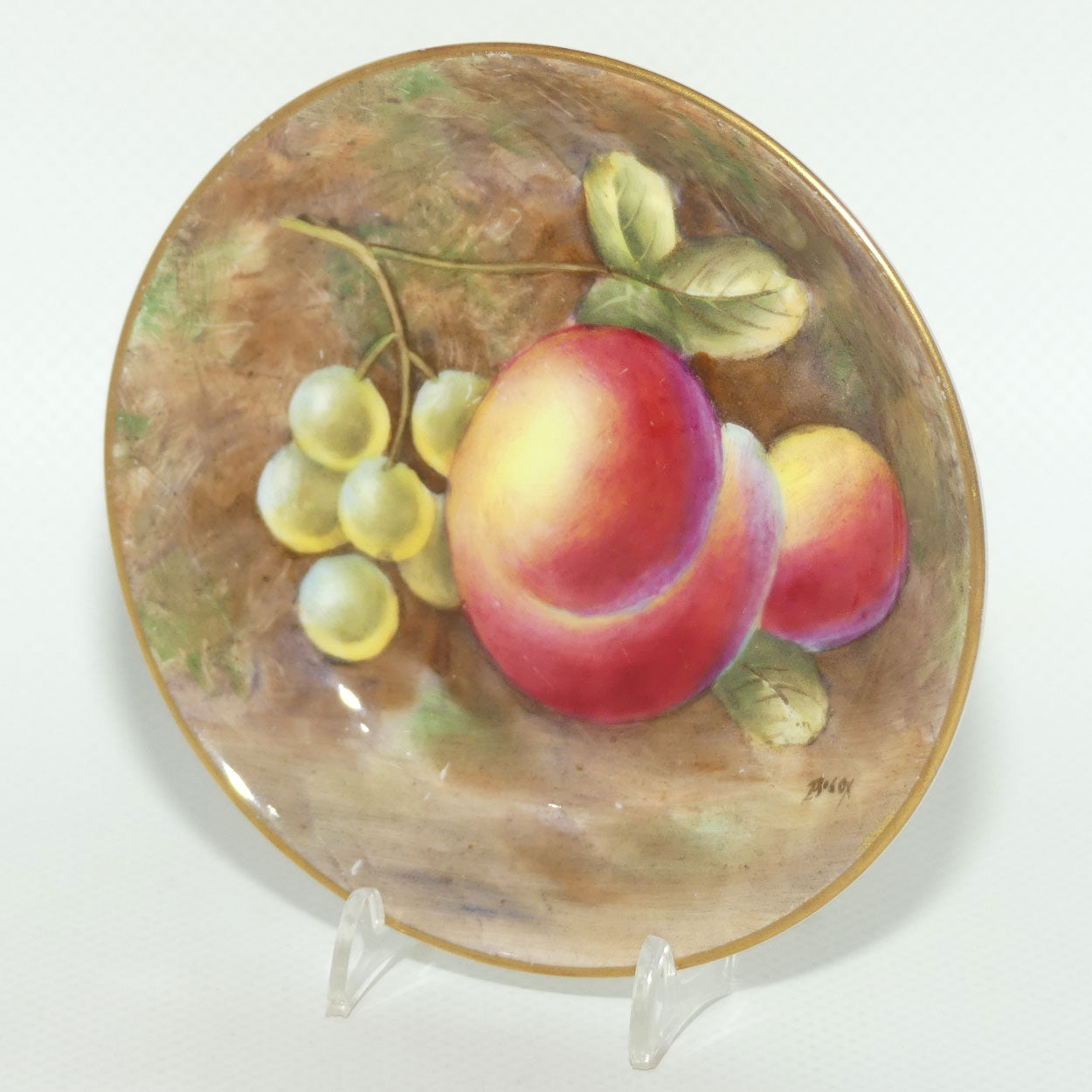 Royal Worcester hand painted fruit pin dish | B Cox