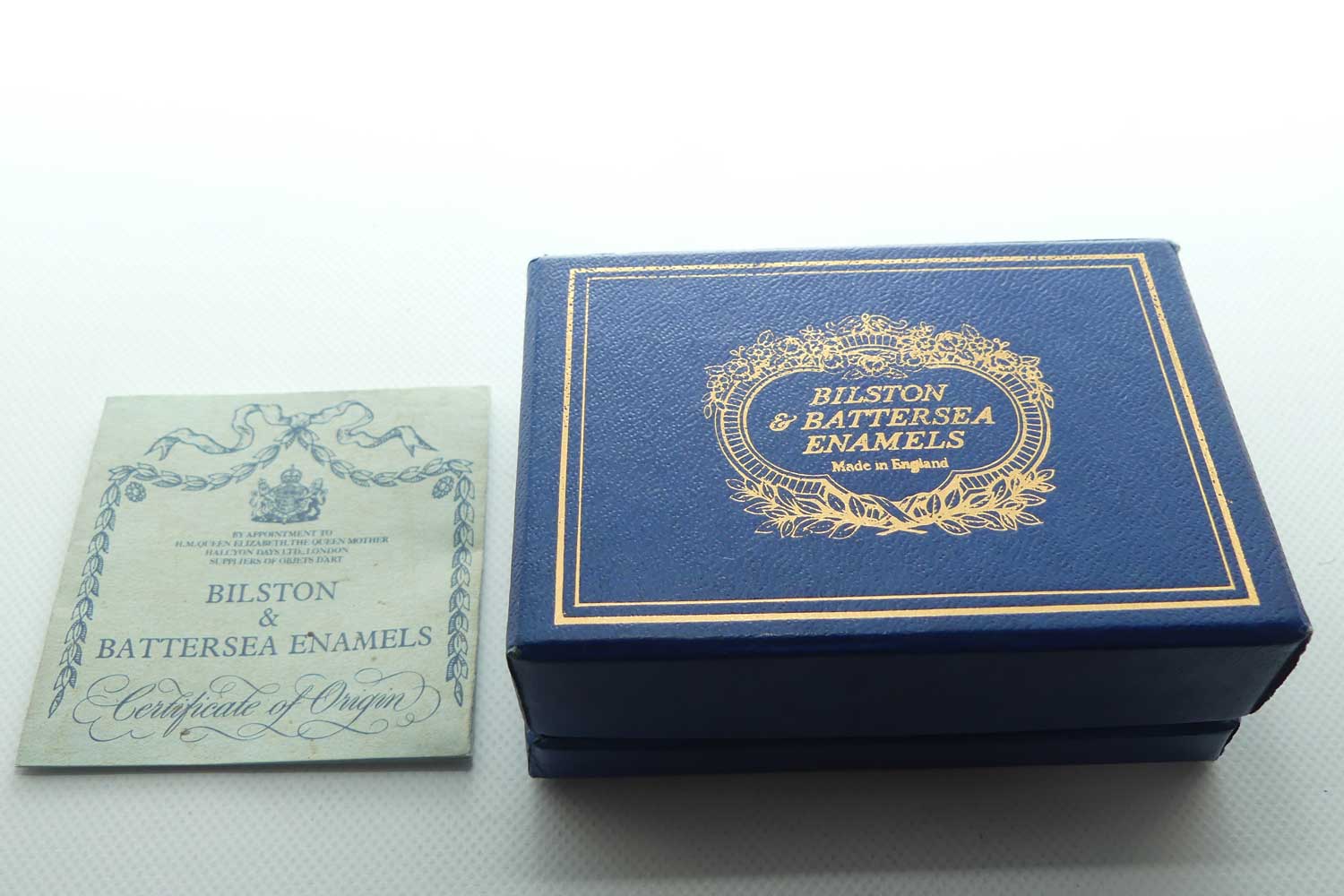 Bilston and Battersea | designed by Halycon Days Enamels trinket box | Good Health, Happiness and the time to enjoy them