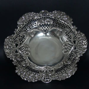 Late Victorian Sterling Silver Floral and pierced gallery bowl | Birmingham 1899 | 420g