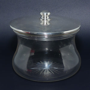 Sterling Silver lid and collar Glass Powder Bowl | Birmingham 1920