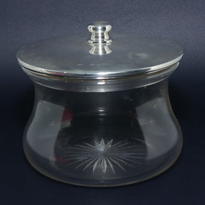 Sterling Silver lid and collar Glass Powder Bowl | Birmingham 1920