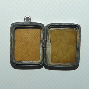 Edwardian era Sterling Silver rectangular shape photo locket | Gold Decor | Birmingham 1911