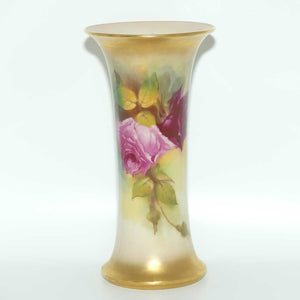 Royal Worcester hand painted Roses G923 trumpet vase (Blake)