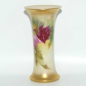 Royal Worcester hand painted Roses G923 trumpet vase (Blake)